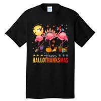 Flamingo Happy Hallothanksmas Halloween Thanksgiving Tall T-Shirt