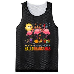 Flamingo Happy Hallothanksmas Halloween Thanksgiving Mesh Reversible Basketball Jersey Tank