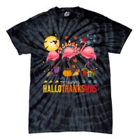 Flamingo Happy Hallothanksmas Halloween Thanksgiving Tie-Dye T-Shirt