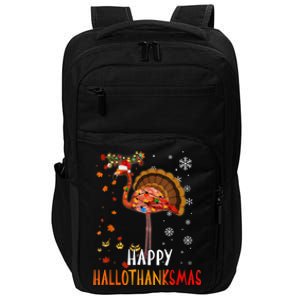 Flamingo Happy Hallothanksmas Funny Halloween Thanksgiving Impact Tech Backpack