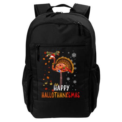 Flamingo Happy Hallothanksmas Funny Halloween Thanksgiving Daily Commute Backpack