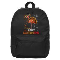 Flamingo Happy Hallothanksmas Funny Halloween Thanksgiving 16 in Basic Backpack