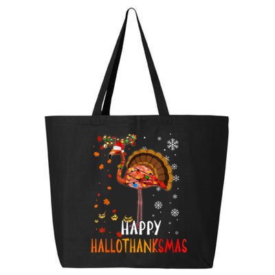 Flamingo Happy Hallothanksmas Funny Halloween Thanksgiving 25L Jumbo Tote