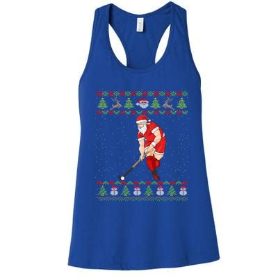 Field Hockey Hockey Ugly Christmas Santa Claus Gift Women's Racerback Tank