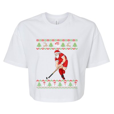 Field Hockey Hockey Ugly Christmas Santa Claus Gift Bella+Canvas Jersey Crop Tee