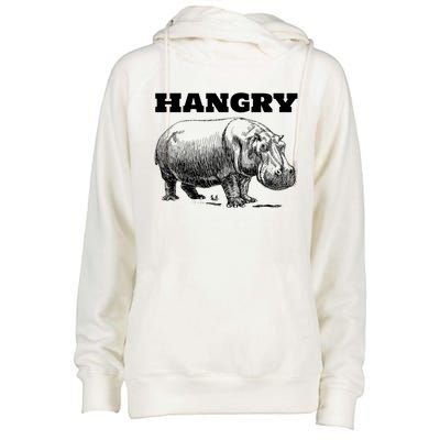 Funny Hangry Hippo For Hungry Hippopotamus Lovers Novelty Gift Womens Funnel Neck Pullover Hood