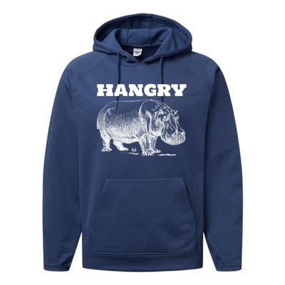 Funny Hangry Hippo For Hungry Hippopotamus Lovers Novelty Gift Performance Fleece Hoodie