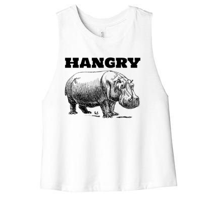 Funny Hangry Hippo For Hungry Hippopotamus Lovers Novelty Gift Women's Racerback Cropped Tank