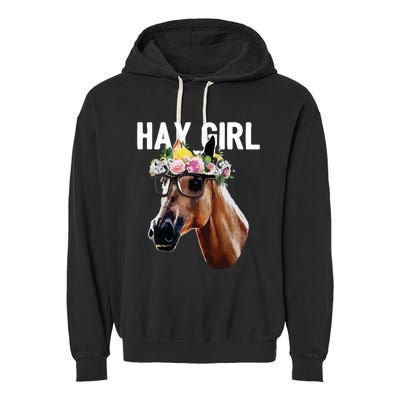 Floral Horse Horseback Riding Equestrian Farm Gift Garment-Dyed Fleece Hoodie