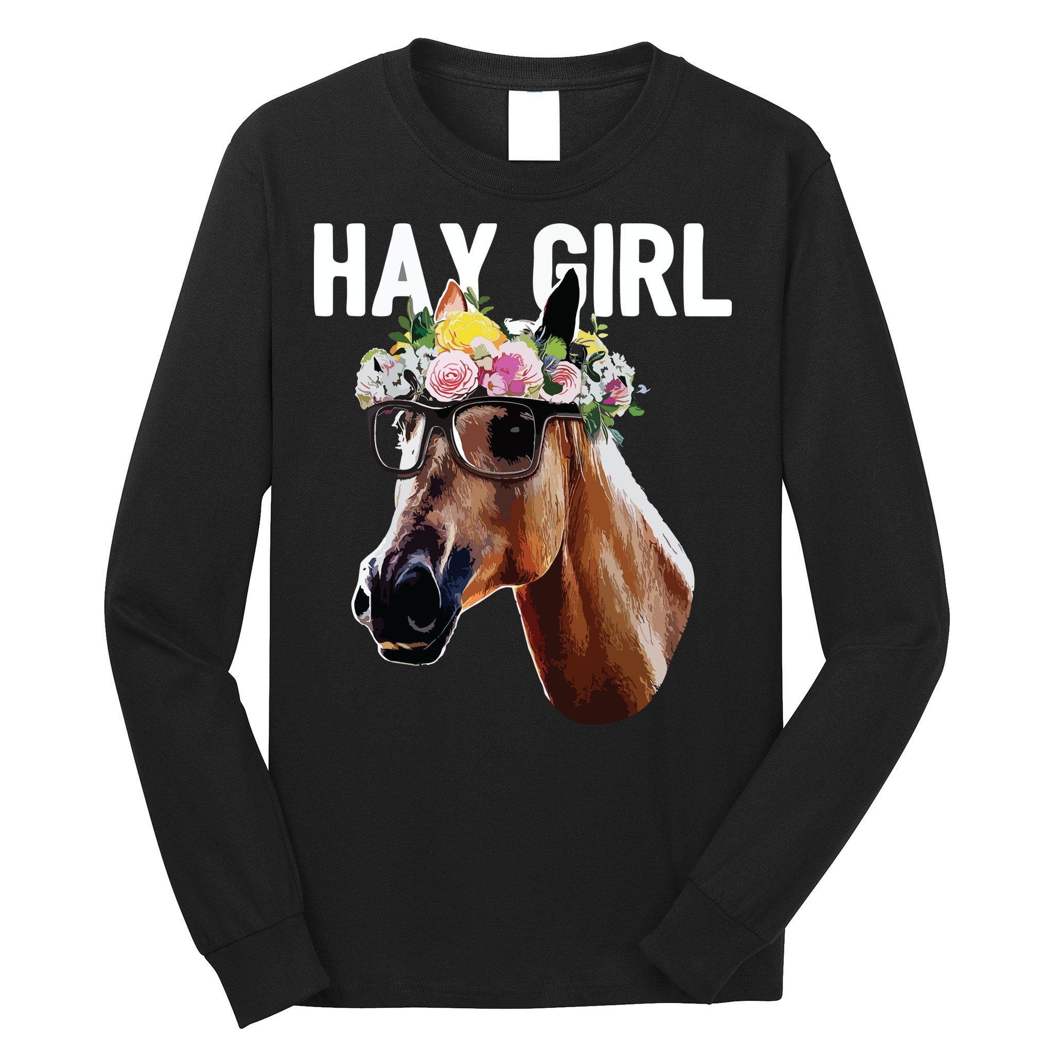 Floral Horse Horseback Riding Equestrian Farm Gift Long Sleeve Shirt