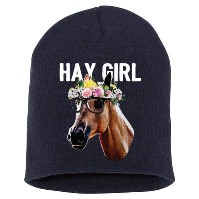 Floral Horse Horseback Riding Equestrian Farm Gift Short Acrylic Beanie