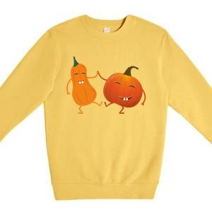 Funny Happy Halloween Dancing Squash And Pumpkin Gift Premium Crewneck Sweatshirt