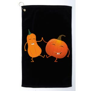 Funny Happy Halloween Dancing Squash And Pumpkin Gift Platinum Collection Golf Towel