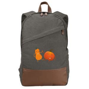 Funny Happy Halloween Dancing Squash And Pumpkin Gift Cotton Canvas Backpack