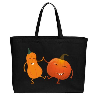 Funny Happy Halloween Dancing Squash And Pumpkin Gift Cotton Canvas Jumbo Tote