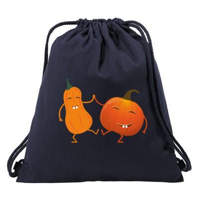 Funny Happy Halloween Dancing Squash And Pumpkin Gift Drawstring Bag