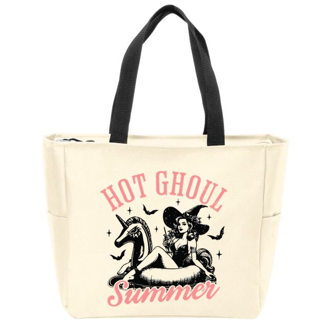 Funny Halloween Hot Ghoul Summer Summerween Zip Tote Bag