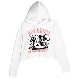 Funny Halloween Hot Ghoul Summer Summerween Crop Fleece Hoodie