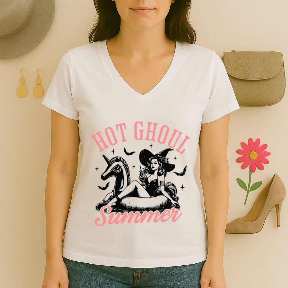 Funny Halloween Hot Ghoul Summer Summerween Women's V-Neck T-Shirt