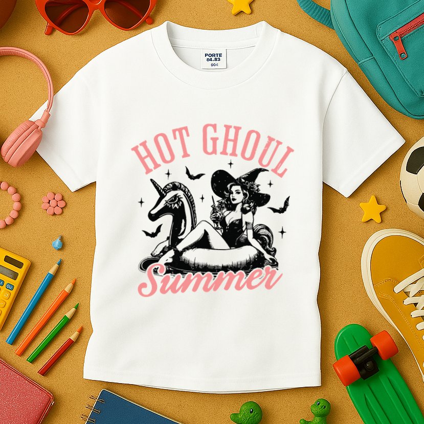 Funny Halloween Hot Ghoul Summer Summerween Kids T-Shirt