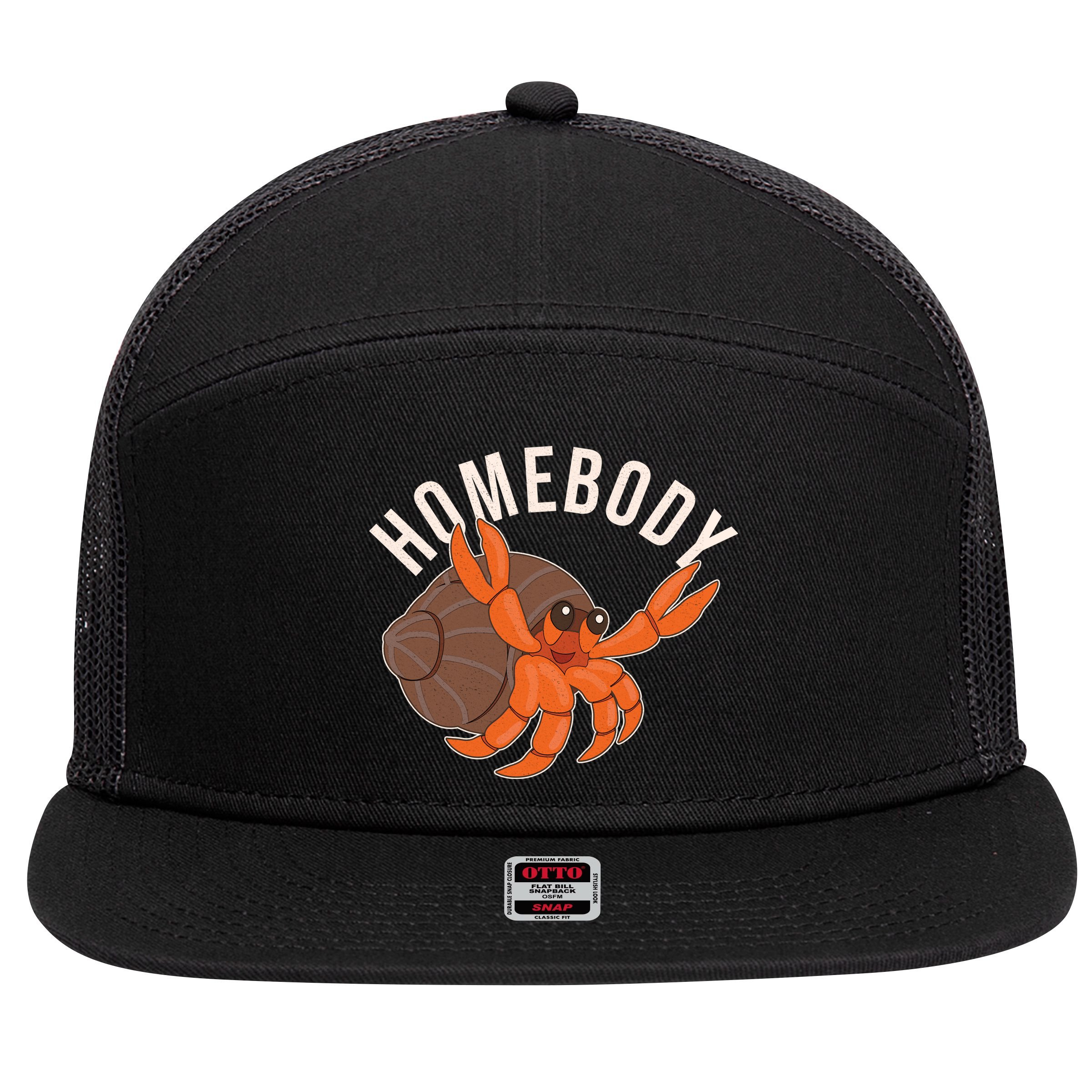 Funny Homebody Hermit Crab 7 Panel Mesh Trucker Snapback Hat