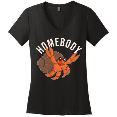 Funny Homebody Hermit Crab Women's V-Neck T-Shirt