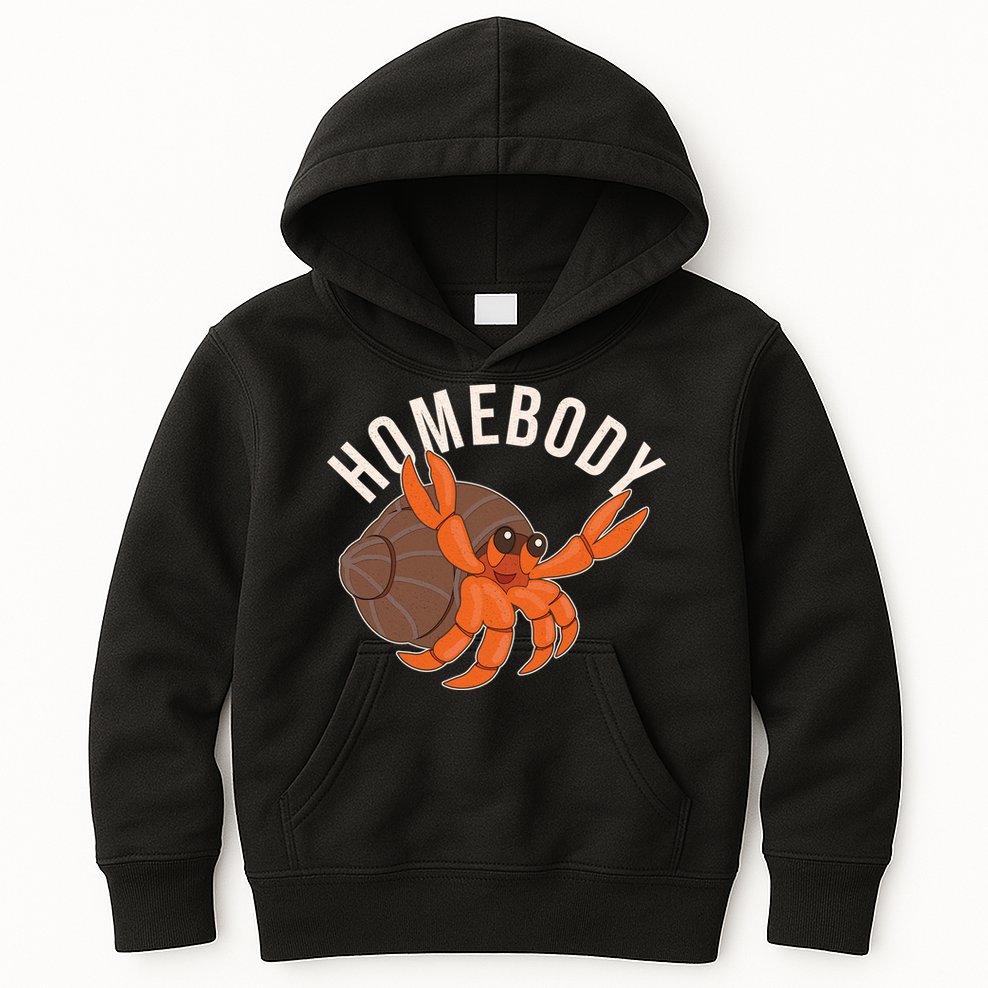 Funny Homebody Hermit Crab Kids Hoodie