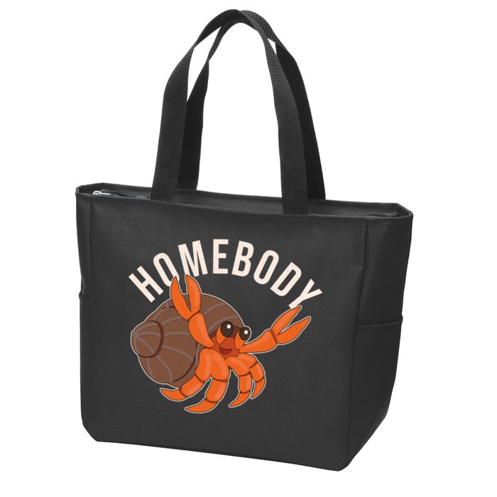 Funny Homebody Hermit Crab Zip Tote Bag
