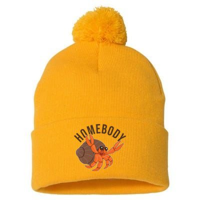 Funny Homebody Hermit Crab Pom Pom 12in Knit Beanie