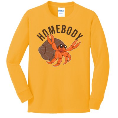 Funny Homebody Hermit Crab Kids Long Sleeve Shirt