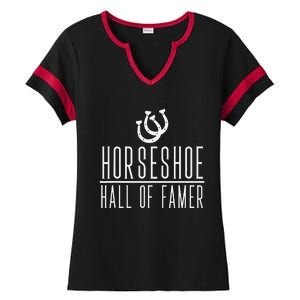 Funny Horseshoe Hall Of Famer Backyard Game Ladies Halftime Notch Neck Tee