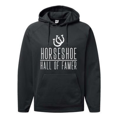 Funny Horseshoe Hall Of Famer Backyard Game Performance Fleece Hoodie