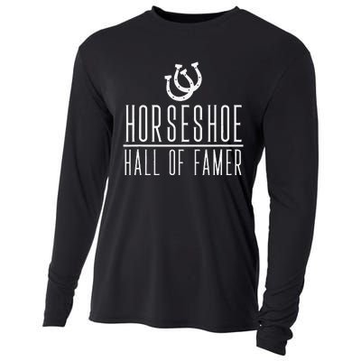 Funny Horseshoe Hall Of Famer Backyard Game Cooling Performance Long Sleeve Crew