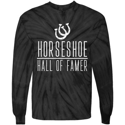 Funny Horseshoe Hall Of Famer Backyard Game Tie-Dye Long Sleeve Shirt