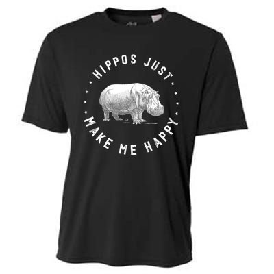 Funny Hippopotamus Hippo Lover Hippos Make Me Happy Cooling Performance Crew T-Shirt