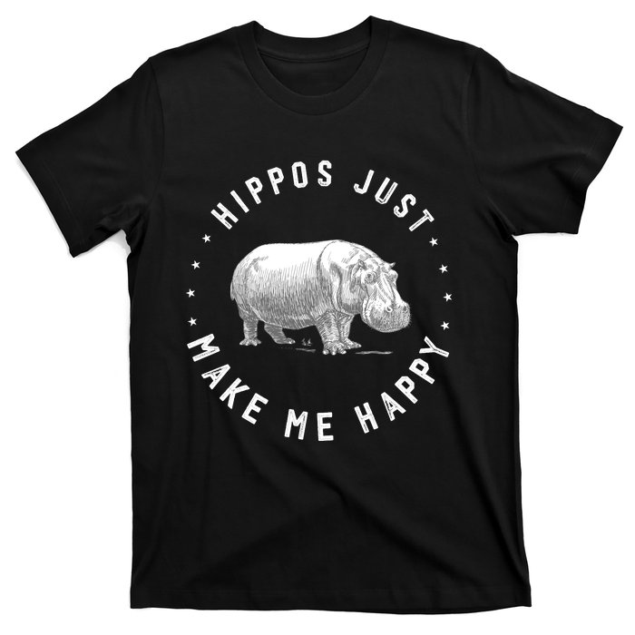 Funny Hippopotamus Hippo Lover Hippos Make Me Happy T-Shirt