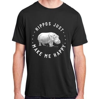 Funny Hippopotamus Hippo Lover Hippos Make Me Happy Adult ChromaSoft Performance T-Shirt