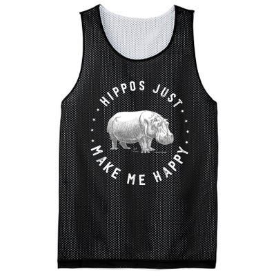 Funny Hippopotamus Hippo Lover Hippos Make Me Happy Mesh Reversible Basketball Jersey Tank