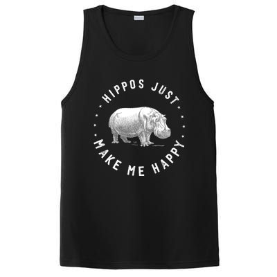 Funny Hippopotamus Hippo Lover Hippos Make Me Happy PosiCharge Competitor Tank