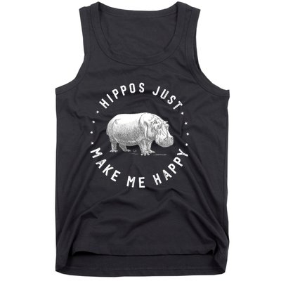 Funny Hippopotamus Hippo Lover Hippos Make Me Happy Tank Top