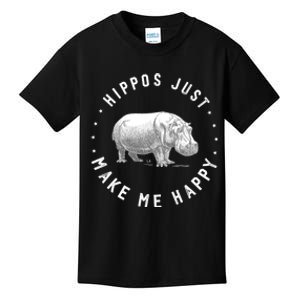 Funny Hippopotamus Hippo Lover Hippos Make Me Happy Kids T-Shirt