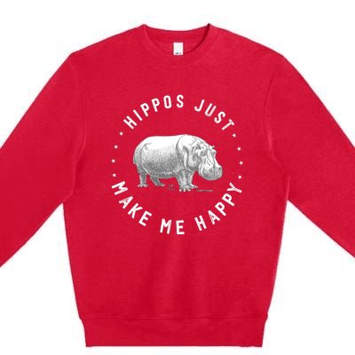 Funny Hippopotamus Hippo Lover Hippos Make Me Happy Premium Crewneck Sweatshirt