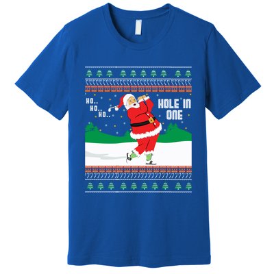 Funny Ho Ho Ho Ugly Santa Golf Christmas Jumper Gift Premium T-Shirt