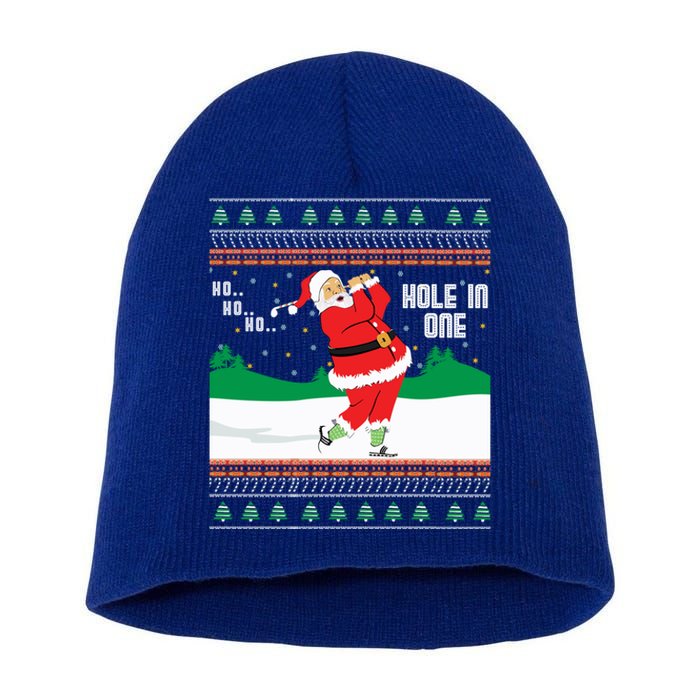 Funny Ho Ho Ho Ugly Santa Golf Christmas Jumper Gift Short Acrylic Beanie