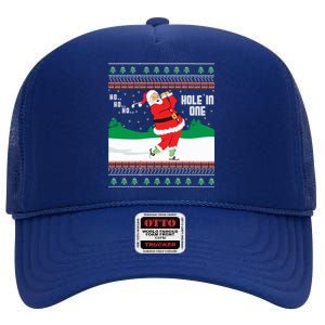 Funny Ho Ho Ho Ugly Santa Golf Christmas Jumper Gift High Crown Mesh Back Trucker Hat