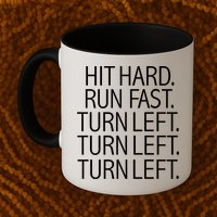 Funny Hit Hard Run Fast Turn Left Baseball Pitcher Gift Mug