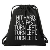 Funny Hit Hard Run Fast Turn Left Baseball Pitcher Gift Drawstring Bag