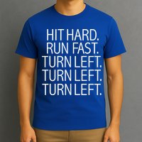 Funny Hit Hard Run Fast Turn Left Baseball Pitcher Gift T-Shirt