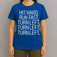 Funny Hit Hard Run Fast Turn Left Baseball Pitcher Gift T-Shirt