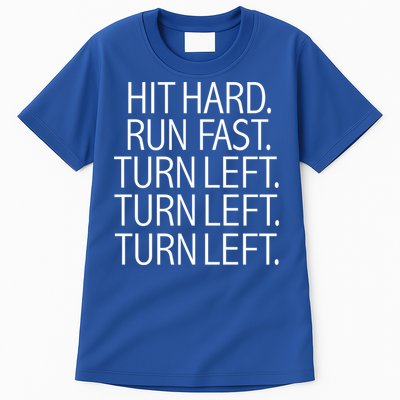 Funny Hit Hard Run Fast Turn Left Baseball Pitcher Gift Tall T-Shirt